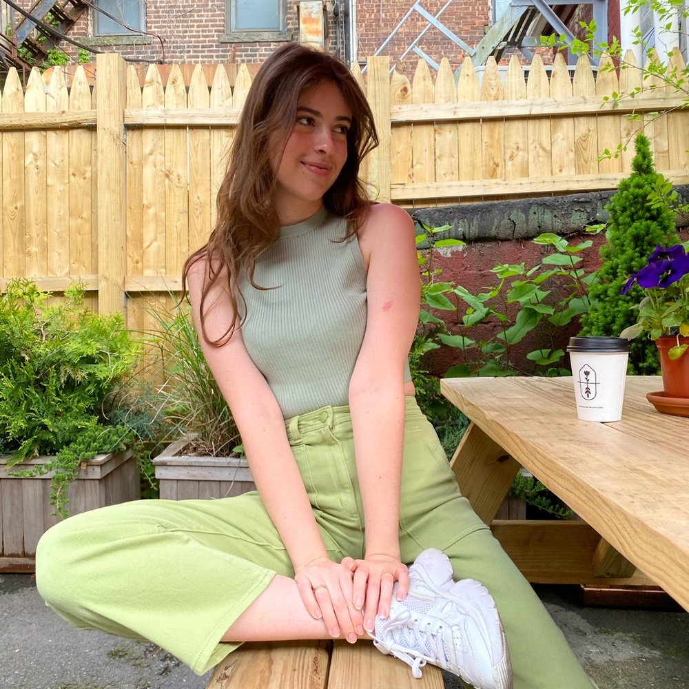 Cropped Utility Green Denim Aritzia Wilfred Free Pants